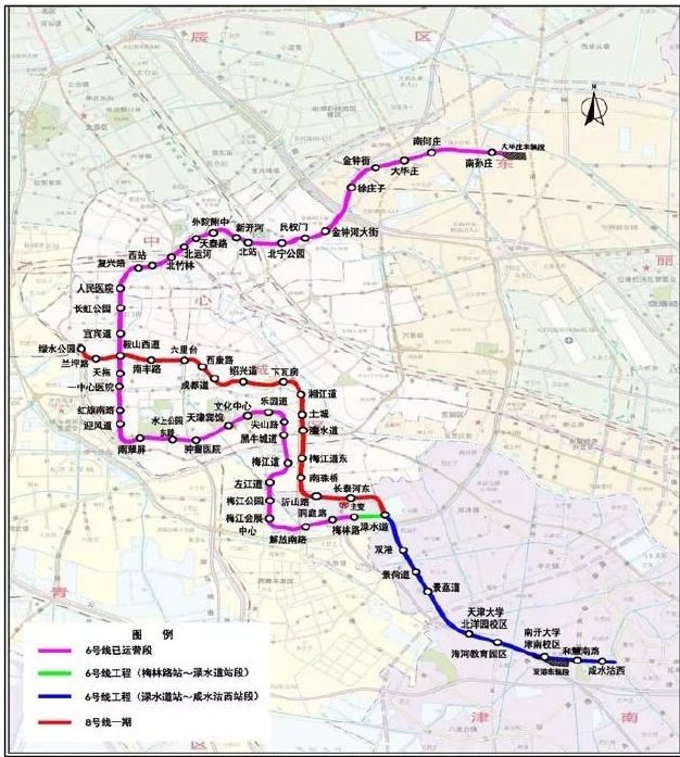 天津地铁8号线最新线路图